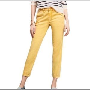 ANTHROPOLOGIE yellow chinos, relaxed fit